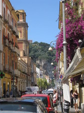 A look up into the mountains and down the street in Sorrento.