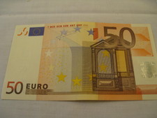 A 50 Euro bill, worth about $80 US dollars.