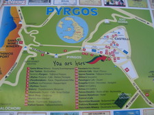 After walking to the Kasteli, we came back to the meeting point in town.  Here's a map of Pyrgos, and...