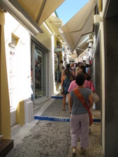 Typical passage ways in the shopping district of Fira.