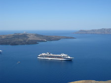 A view of the volcano and our ship.