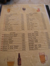 The menu with prices in Euro's.