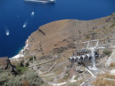 Here's what she sees!  The cable car wires, along with the tendering ships back and forth from the ship to the island.