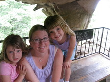 Paige, Mel-Mel and Josie under the Balanced Rock...