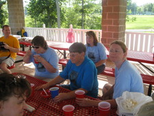 Linda, Bev, Amy and Melanie chillin' at the picnic.