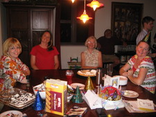 Mel-Mel wears her party hat while everyone enjoys the evening...