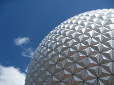 The Epcot ball shining in the sun.