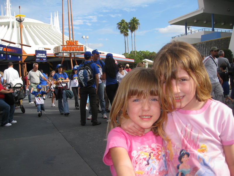 Today was Paige & Josie's very first time of riding "Space Mountain"!   We went on it THREE times!  They loved it!