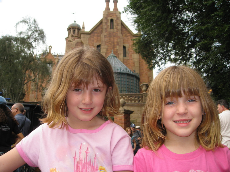 Paige & Josie getting ready for the Haunted Mansion!  Whoohoo!