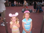 After going back for naptime, we went to Magic Kingdom.  Josie  & Paige got Mickey Mouse ears (Josie's say "My first ear hat!")