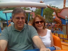 To ride Goofy's roller coaster - Grampy looks a little sick!