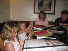 Paige & Josie got to be entertained by the chef & use chopsticks too!