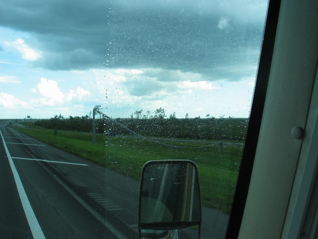 Monday, August 16, here's what we see as we drive down I-75 through Port Charlotte - devastation as far as we can see.  Trees with very little leaves, absolutely no highway signs.  