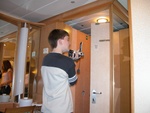 Now we are on the ship "Voyager of the Seas - Royal Carribean", Adam's getting ready to film.