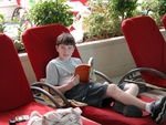 Adam enjoying a book on the boat.