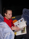 Bethany reading a magazine.